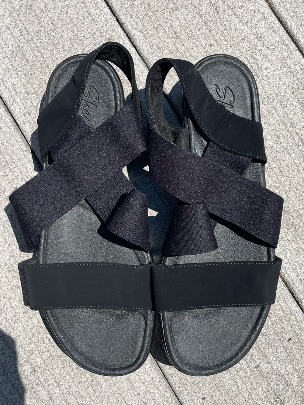 women’s skechers luxe foam strappy platform sandals size 10
